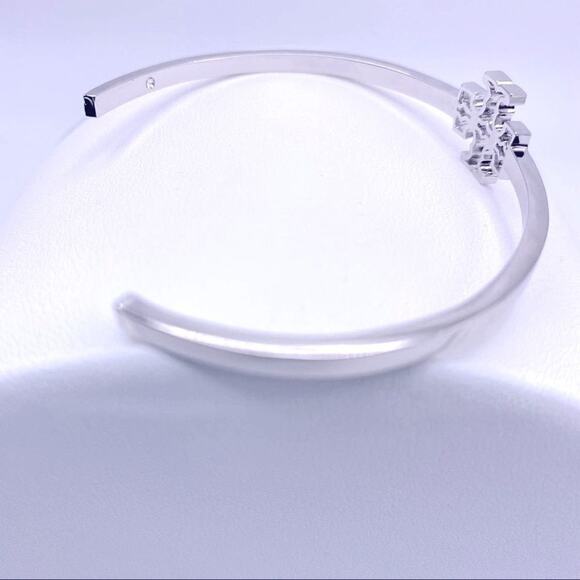 NWT Tory Burch Silver Cut Out Double T Cuff Bracelet - Picture 8 of 9